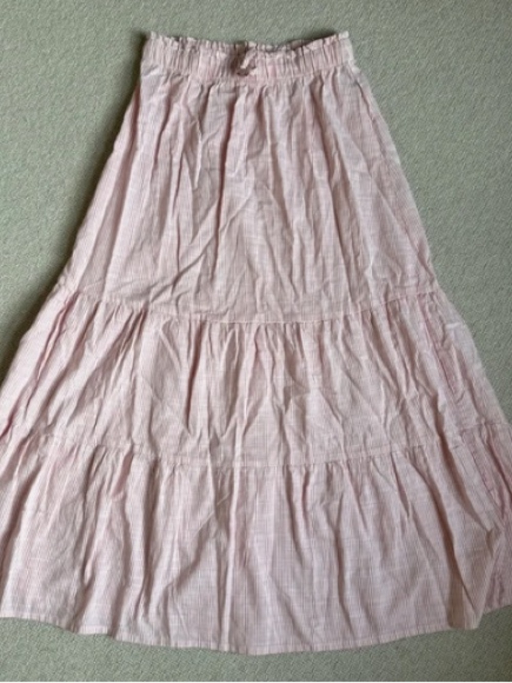H&M Pink & White Striped Tiered Maxi Skirt - Girls Size XS